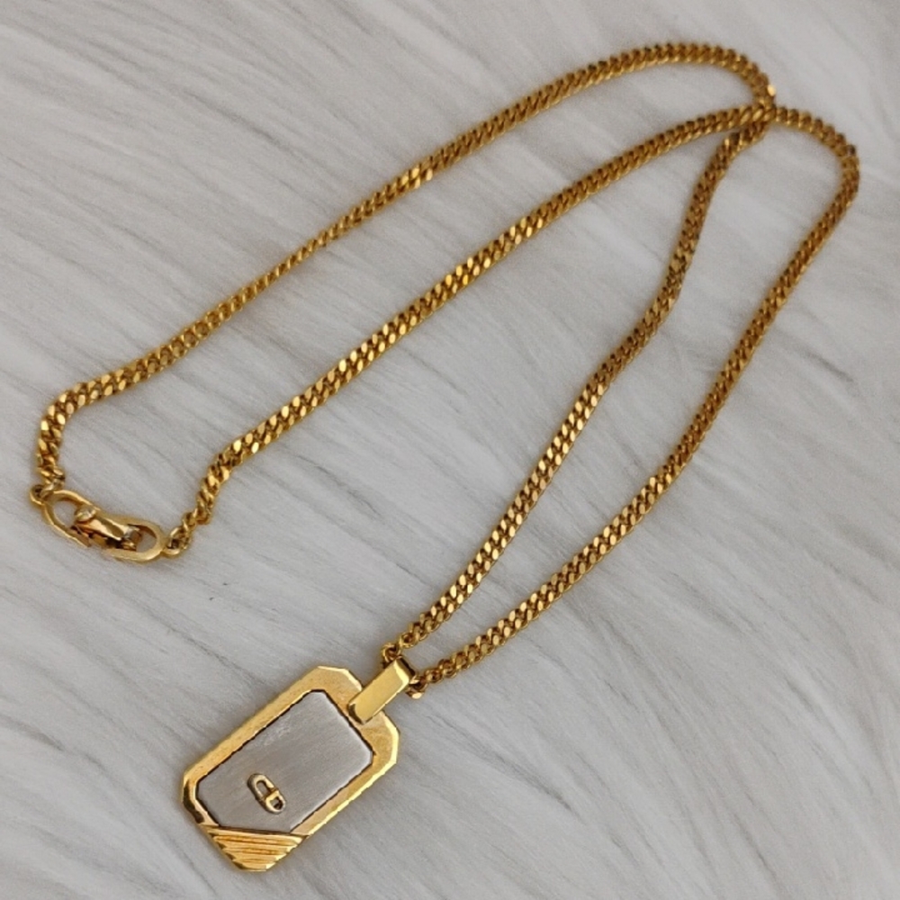 SALE! Authentic Dior 3D CD Initial Gold/Silver Pendant Necklace - Picture 1 of 12